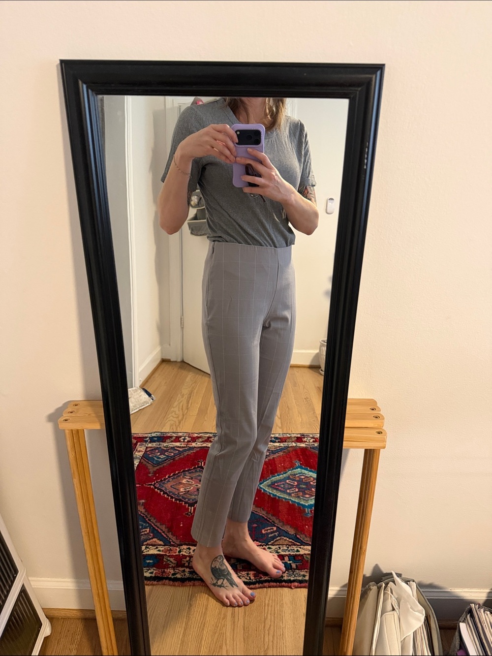 a new day Light Gray Windowpane Ankle Pants